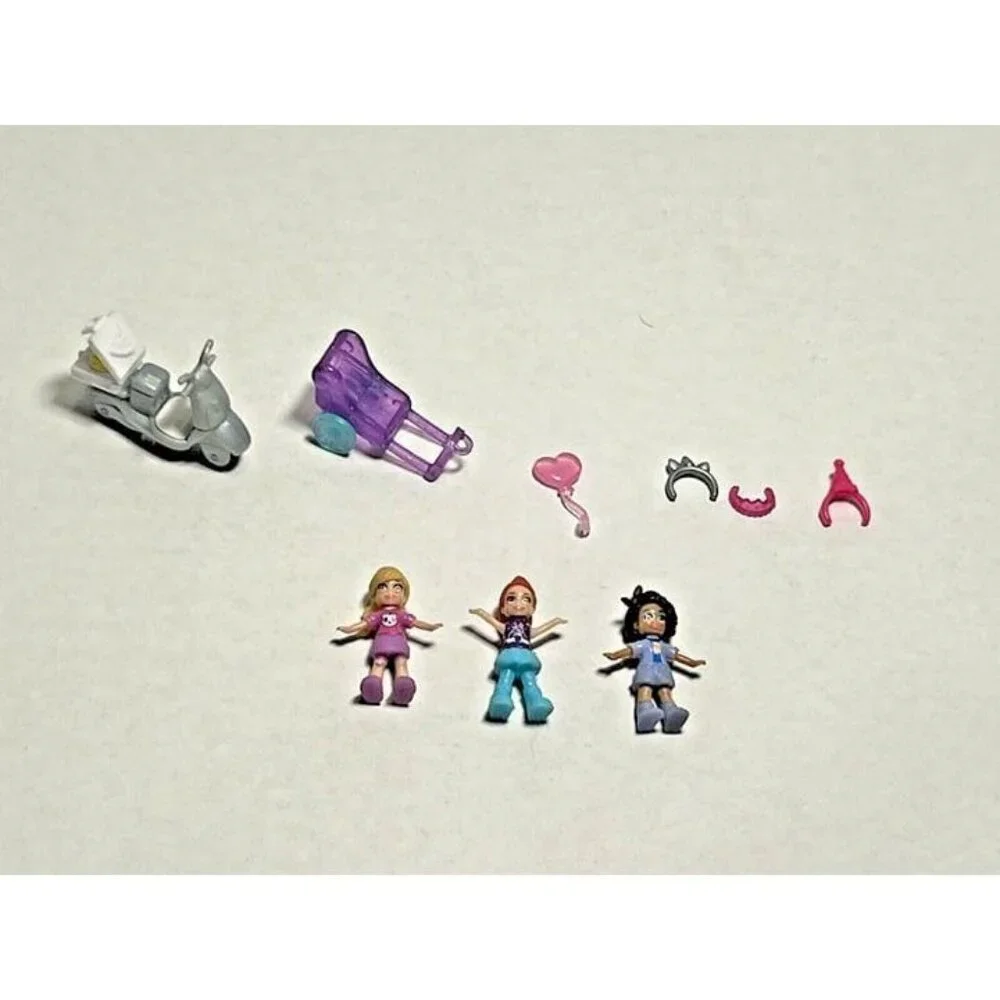 Polly Pocket 3 Mini Dolls 6 Mini Accessories Replacement Parts Imaginative Play
